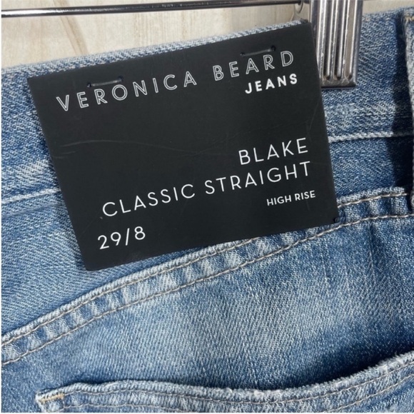 Veronica Beard Blake Classic Straight High Rise Button Fly Distresses Jeans 29/8 - Picture 6 of 10